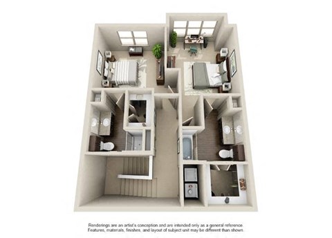 Floor plan for 3 beds, 3 baths, 1749 sqft